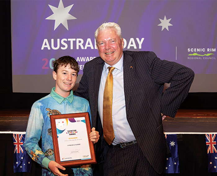 Image of Mayor with winner of 2025 Australia Day award