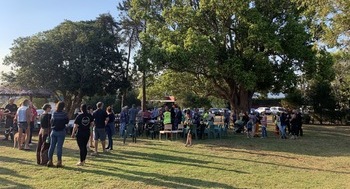Community gathering in Beechmont after bushfire events.