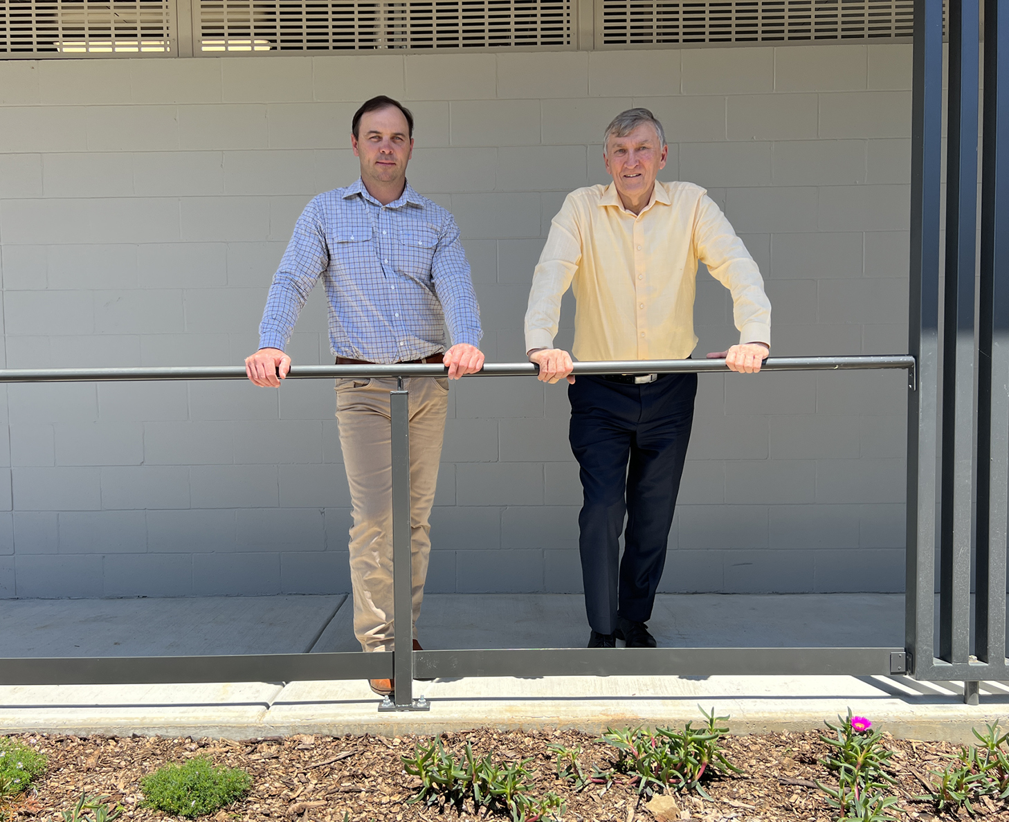 Scenic Rim Mayor Greg Christensen and Division 5 Councillor Marshall Chalk pictured outside the upgraded facilities at the Lake Moogerah Caravan Park.
