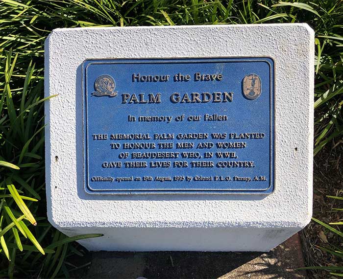 Image of plaque in Beaudesert memorial garden