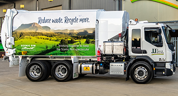 New-look waste collection trucks hit the road with important messages: reduce waste, recycle more and reuse more.