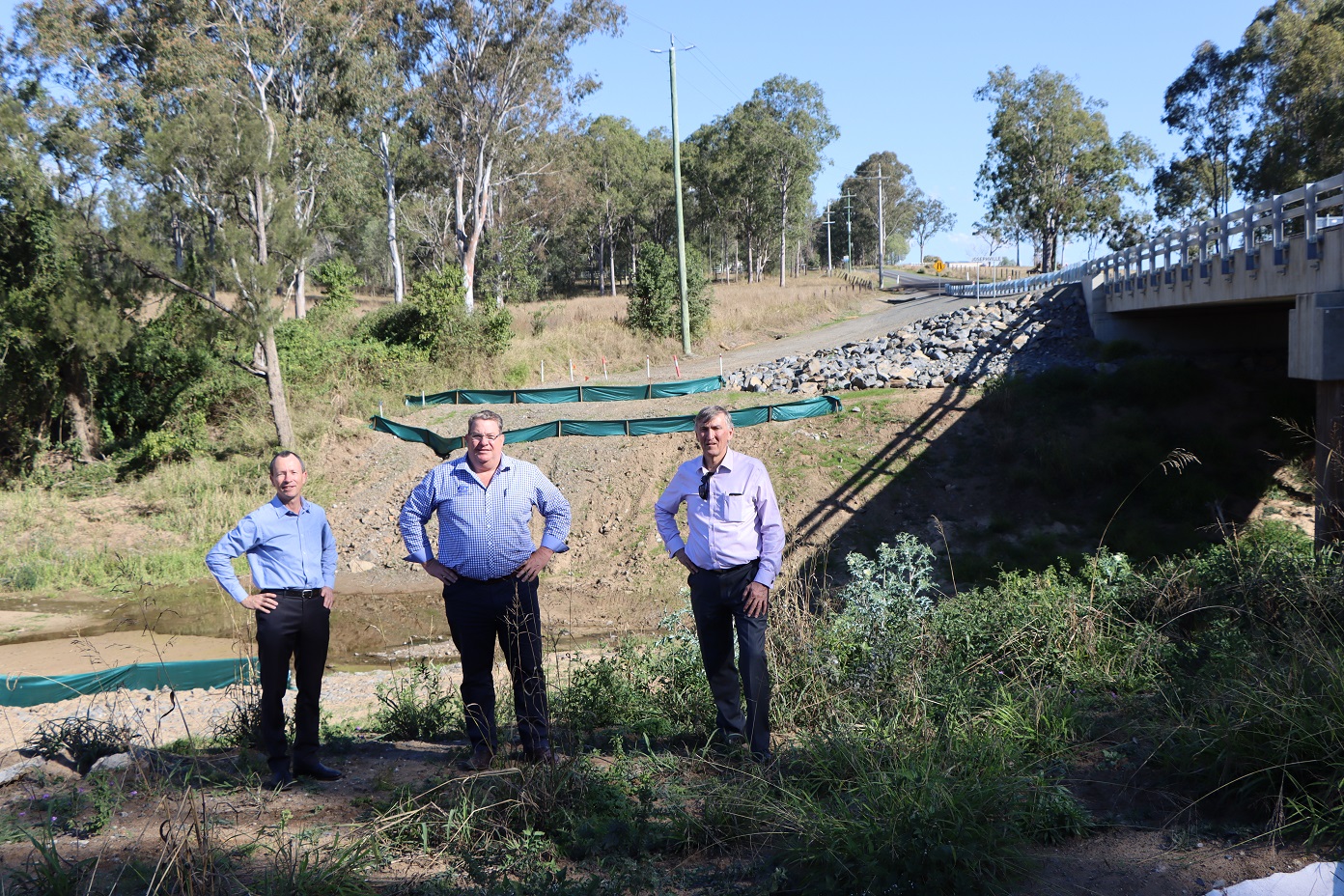 Resized cr enright scott buchholz and cr christensen inspecting the new s todd bridge